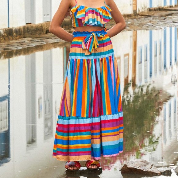 FARM Rio Striped Scarf Maxi Skirt - Picture 7 of 9